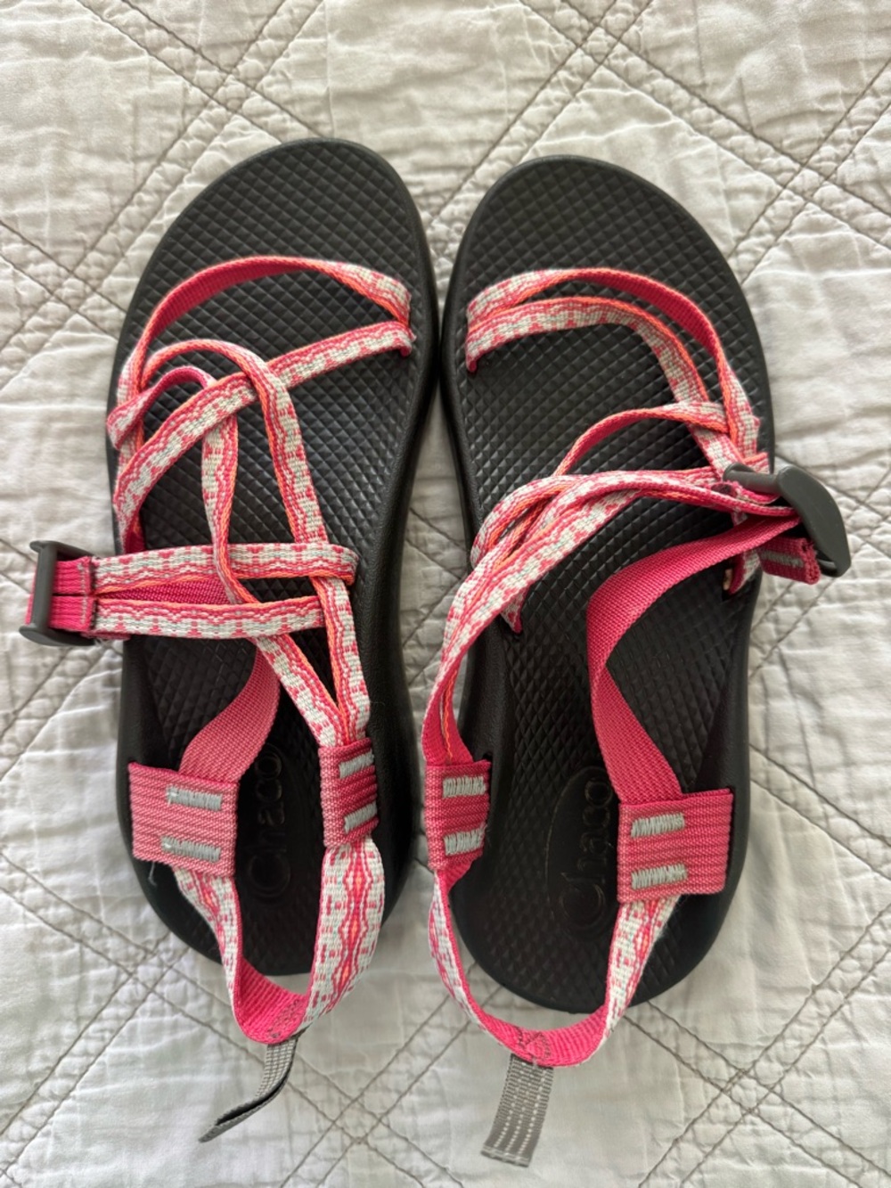 Chaco Pink and Black Strappy Sandals